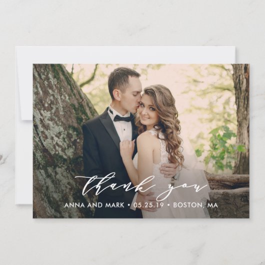 Carte photo de Merci de Mariage de script sans eff (Devant)