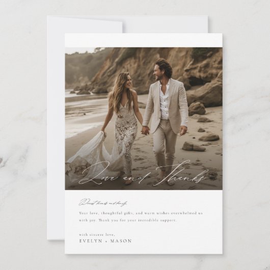 Carte photo de Merci de Mariage de script simple (Devant)