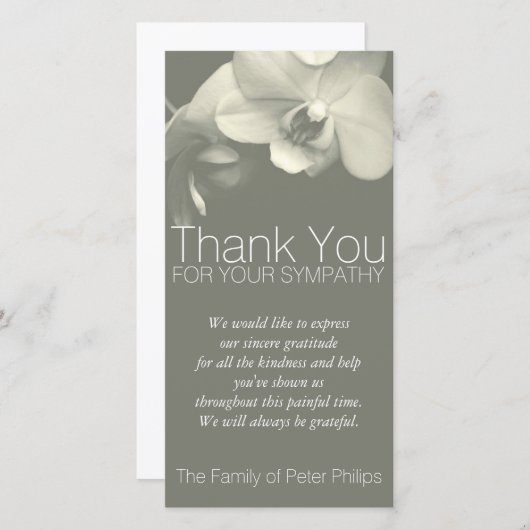 Carte photo de Merci de sympathie de kaki (Devant / Derrière)