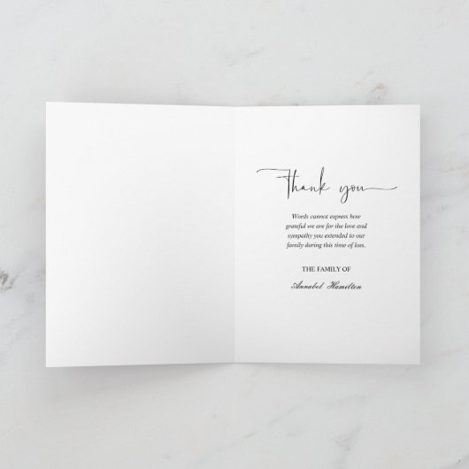 Carte photo de Merci de Sympathie de Script Classi (Intérieur)