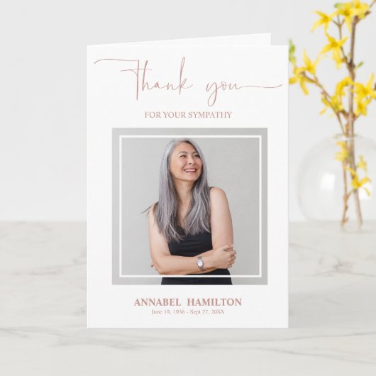 Carte photo de Merci de Sympathie de Script Classi (Fleur jaune)