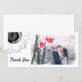 Carte photo de Merci de tournesol noir et blanc (Devant / Derrière)