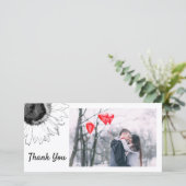 Carte photo de Merci de tournesol noir et blanc (Debout devant)