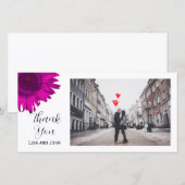 Carte photo de Merci de tournesol rose chaud (Devant / Derrière)