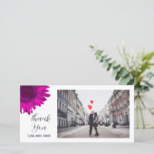 Carte photo de Merci de tournesol rose chaud (Debout devant)