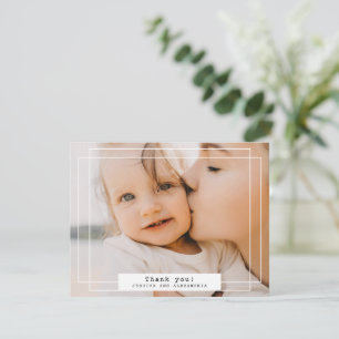 Carte photo de Merci double trame blanc simple