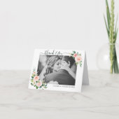 Carte photo de Merci Mariage en fleurs roses (Devant)