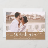 Carte photo de Merci Mariage moderne à script blan (Devant)