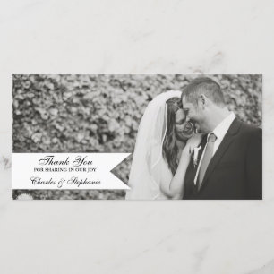 Carte photo de Merci Mariage noir et blanc