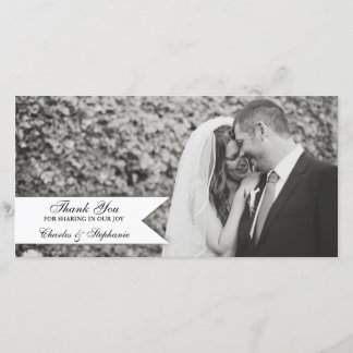 Carte photo de Merci Mariage noir et blanc