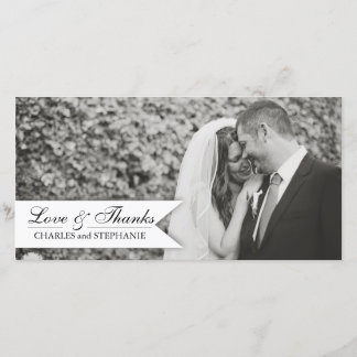 Carte photo de Merci Mariage noir et blanc