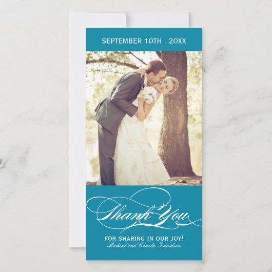 Carte photo de Merci Mariage turquoise (4x8) (Devant)