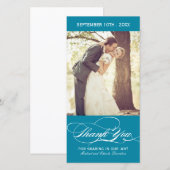 Carte photo de Merci Mariage turquoise (4x8) (Devant / Derrière)