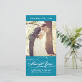 Carte photo de Merci Mariage turquoise (4x8) (Debout devant)