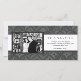 Carte photo de Merci noir et blanc Damask moderne