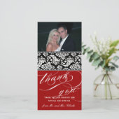 Carte photo de Merci Red Black Mariage damassé (Debout devant)