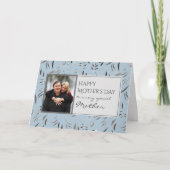 Carte Photo de Mère Fleurie Bleue Joyeuse Fête des Mères (Devant)