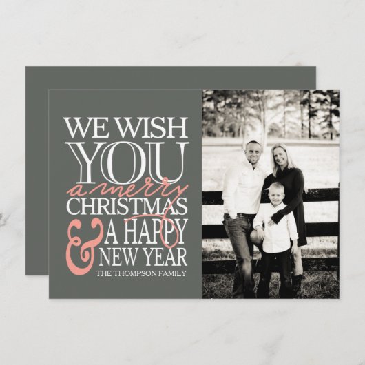 Carte photo de message de typographie de Noël (Devant / Derrière)