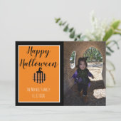 Carte photo de motif de citrouille moderne d'Hallo (Debout devant)