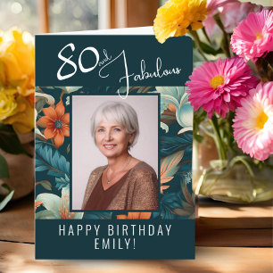 Carte Photo de naissance avec motif floral 80 et fabuleu
