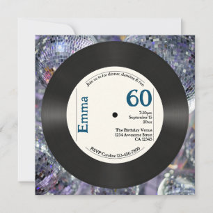 Carte Photo de naissance rétro de 60 ans sur faux disque