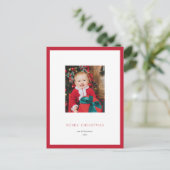 Carte photo de Noël à cadre rouge classique modern (Debout devant)