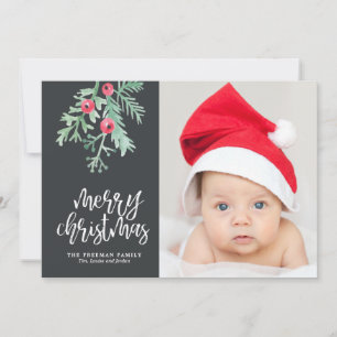 Carte photo de Noël à feuillage persistant à Slate