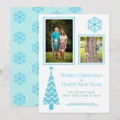 Carte photo de Noël Aqua et Blue Festive (Devant / Derrière)