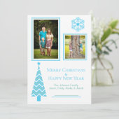 Carte photo de Noël Aqua et Blue Festive (Debout devant)