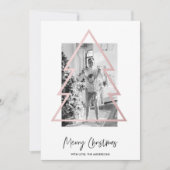 Carte Photo de Noël | Arbre de Noël or Rose (Devant)