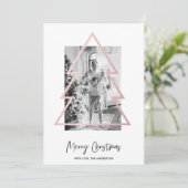 Carte Photo de Noël | Arbre de Noël or Rose (Debout devant)