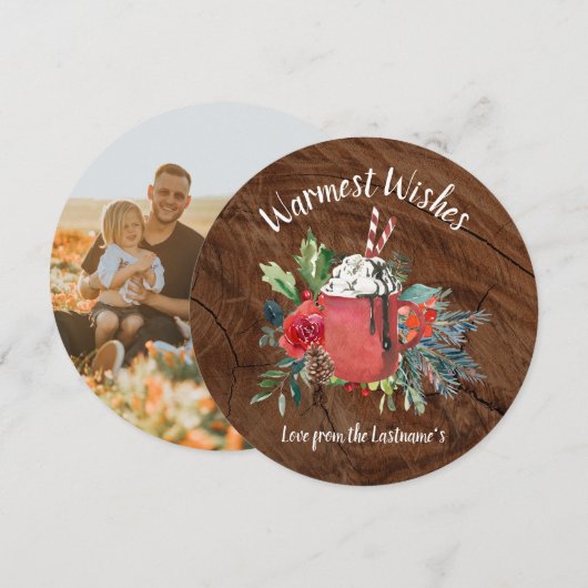Carte photo de Noël au cacao chaud (Devant / Derrière)