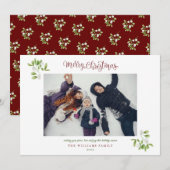 Carte photo de Noël avec écriture moderne et gui (Devant / Derrière)