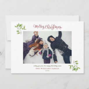 Carte photo de Noël avec écriture moderne et gui