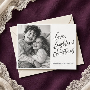 Carte photo de Noël avec le texte « Amour, Rires e