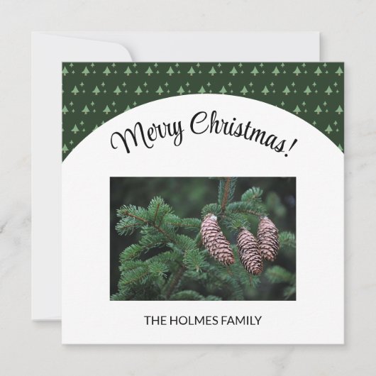 Carte Photo De Noël Avec Motif D'Arbre Illustré (Devant)