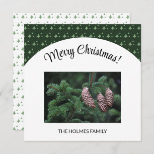 Carte Photo De Noël Avec Motif D'Arbre Illustré