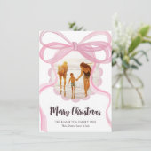 Carte photo de Noël Big Pink Coquette Bow (Debout devant)