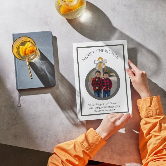 Carte photo de Noël Black Bow Coquette