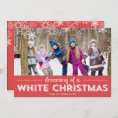 Carte photo de Noël blanc - Rouge (Devant / Derrière)