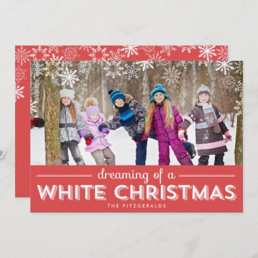 Carte photo de Noël blanc - Rouge (Devant / Derrière)