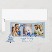 Carte photo de Noël bleu (Devant / Derrière)