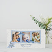 Carte photo de Noël bleu (Debout devant)