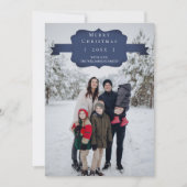 Carte photo de Noël bleu moderne et simple (Devant)