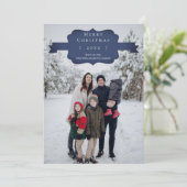 Carte photo de Noël bleu moderne et simple (Debout devant)