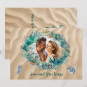 Carte photo de Noël Blue Ocean Wreath (Devant / Derrière)