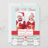 Carte photo de Noël Blue Red Snowman (Devant)