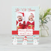 Carte photo de Noël Blue Red Snowman (Debout devant)