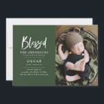 Carte Photo de Noël botanique moderne béni<br><div class="desc">Carte de faire-part de naissance de Noël botanique minime moderne béni.</div>