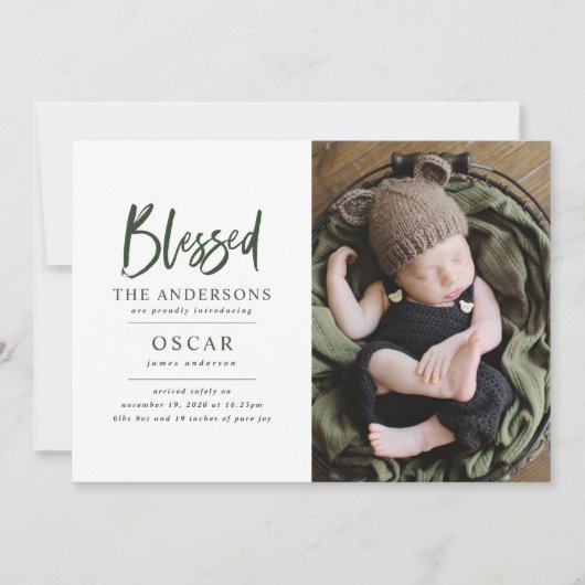 Carte Photo de Noël botanique moderne béni (Devant)